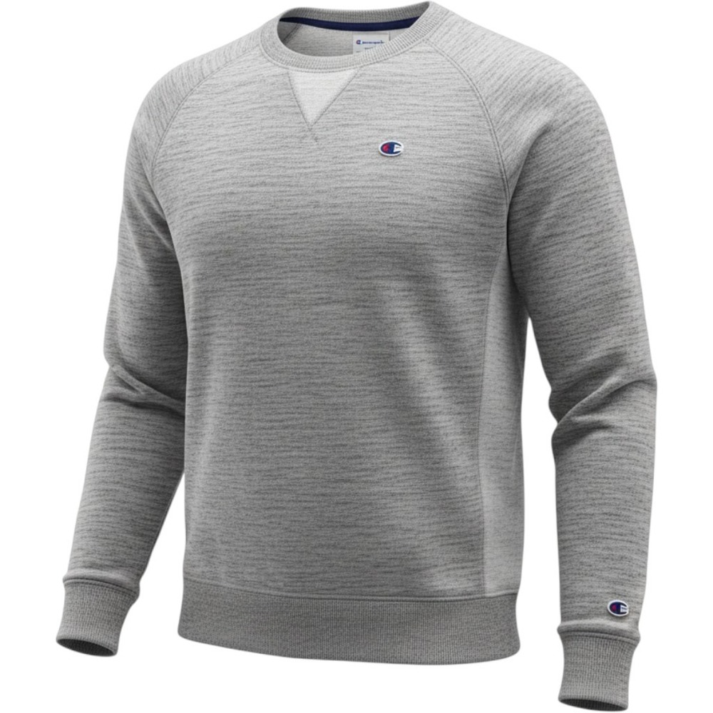 Champion Mens Small Gray Space Dye Heather Raglan Sweatshirt Crew Neck C Logo